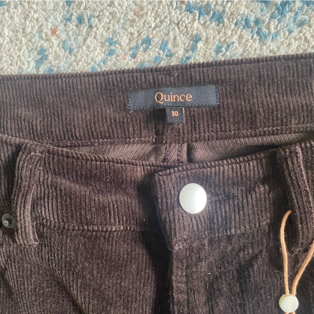 NWT Quince Women Stretch Corduroy Cropped Straight Leg Pants - Warm Brown Sz 10 - Picture 2 of 6